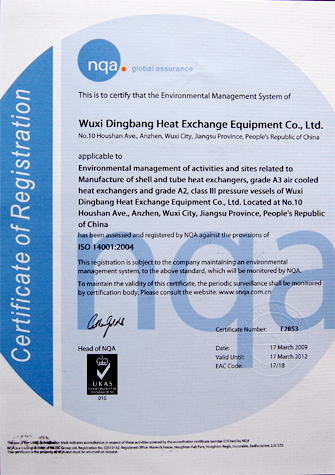 ISO14001 system certificate